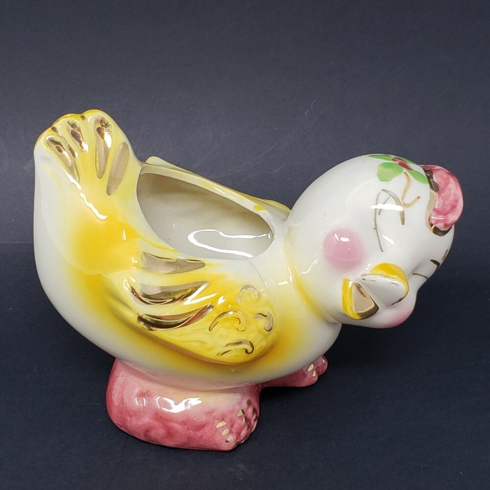 Ceramic Chicken Planter Pot – Cactus & Succulent Garden Decor, 4.25"